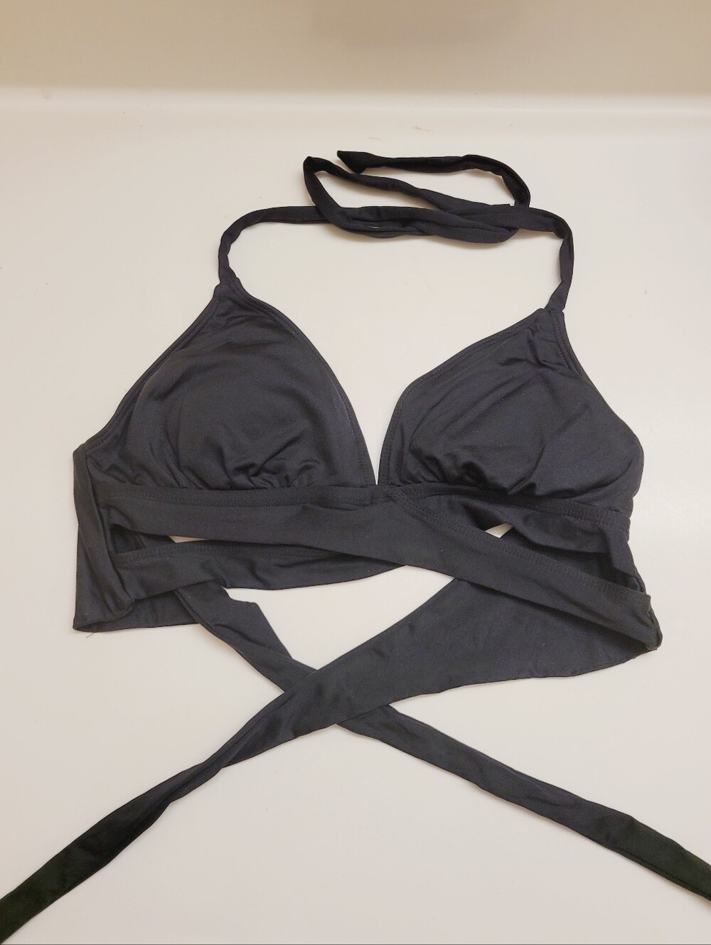 Shade & Shore Black Wrap Mix & Match Bikini Swim Top Size Medium